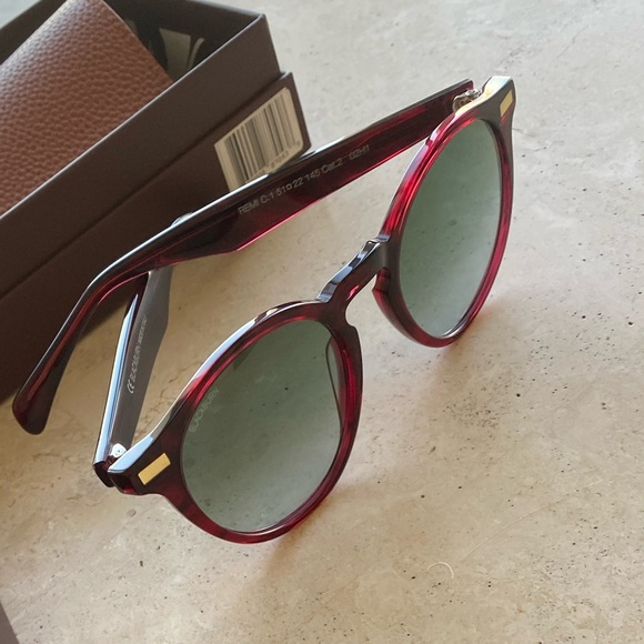 Retl90 New Blackburn round Italian red maroon sunglasses unisex - Picture 3 of 5